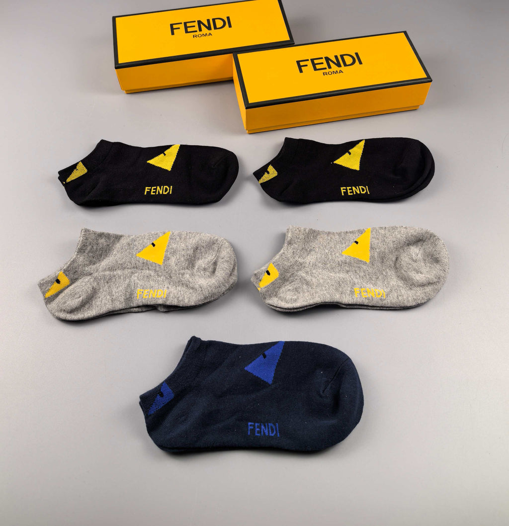 Fendi yellow monster eyes ankle socks - view 3