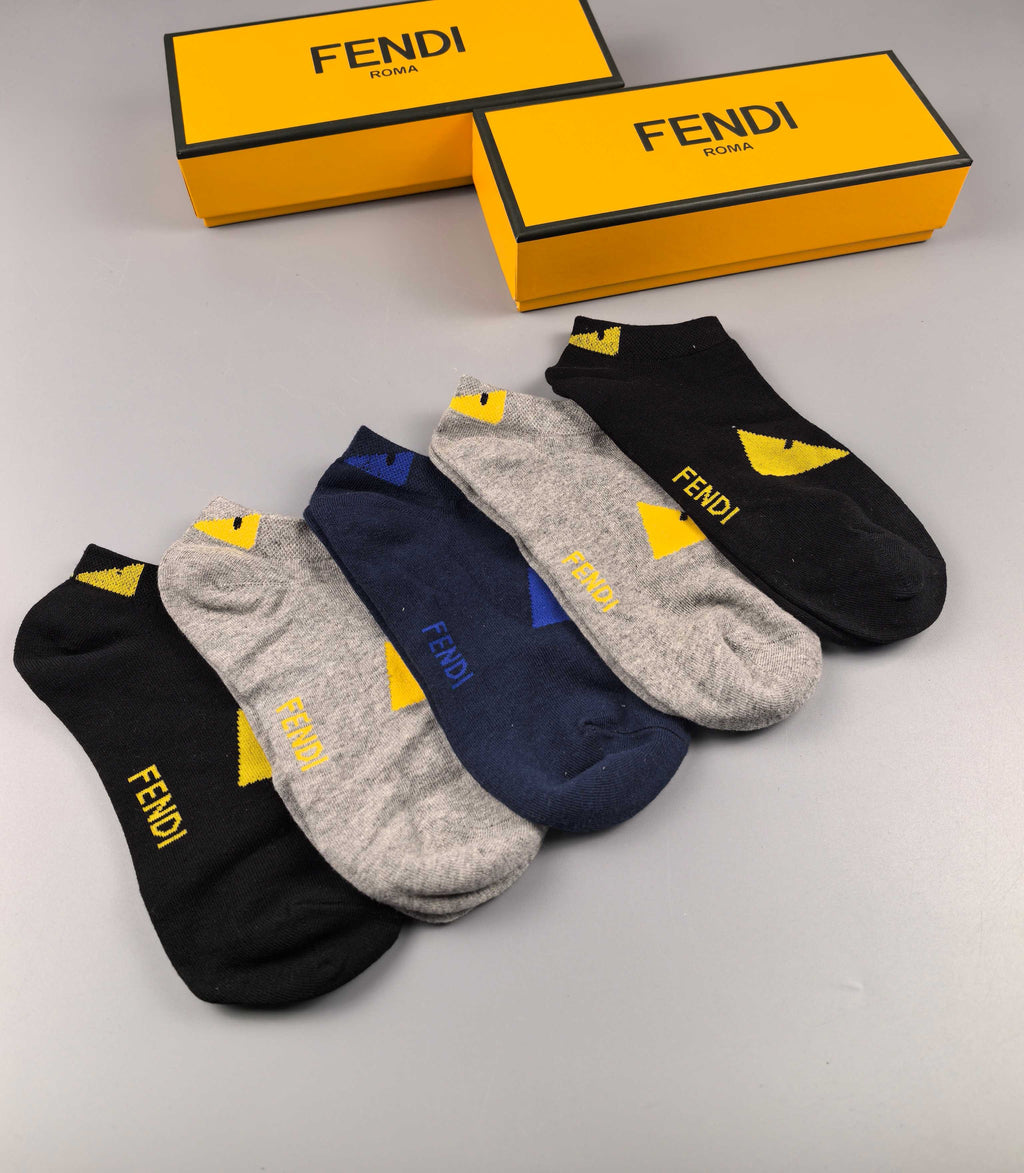 Fendi yellow monster eyes ankle socks - view 1