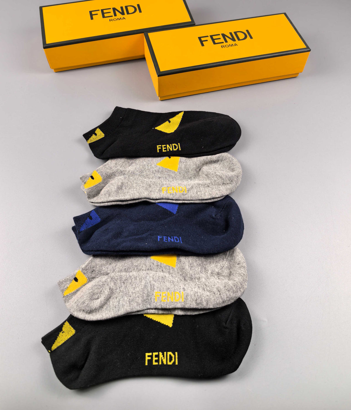 Fendi yellow monster eyes ankle socks - view 2