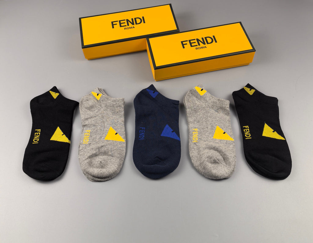 Fendi yellow monster eyes ankle socks - view 6