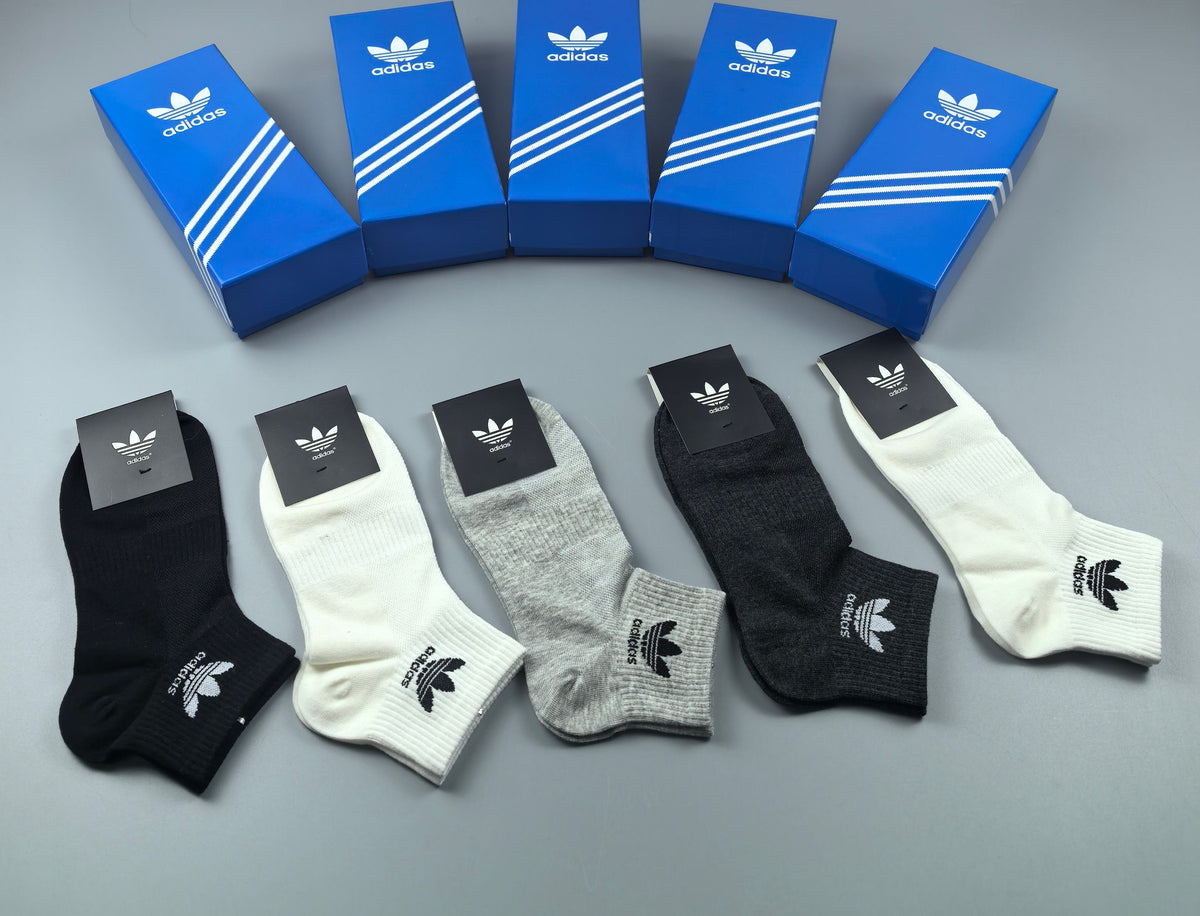 Adidas Plain Trefoil Ankle Socks - Boxed Set of 5 Pairs - image 5