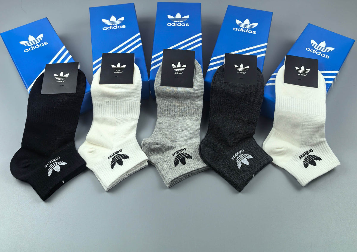 Adidas Plain Trefoil Ankle Socks - Boxed Set of 5 Pairs - image 3