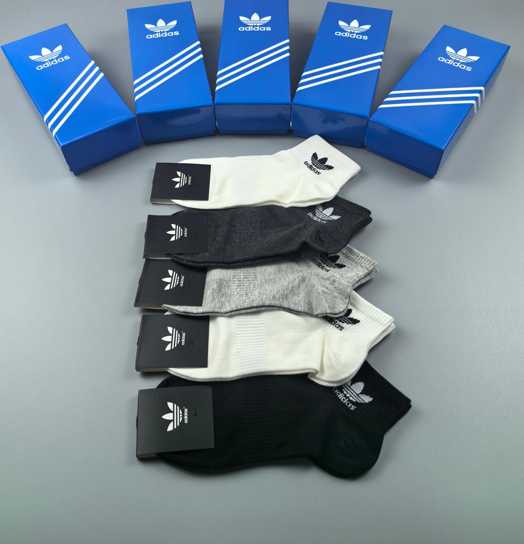 Adidas Plain Trefoil Ankle Socks - Boxed Set of 5 Pairs - image 2