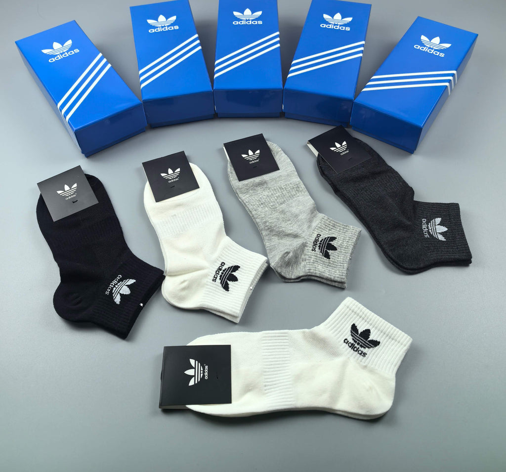 Adidas Plain Trefoil Ankle Socks - Boxed Set of 5 Pairs - image 4