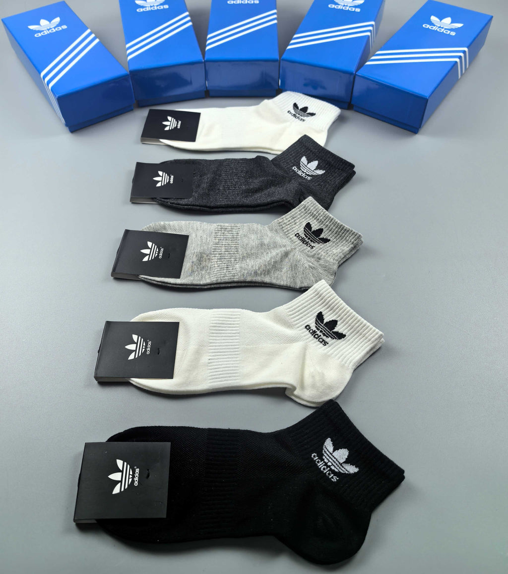 Adidas Plain Trefoil Ankle Socks - Boxed Set of 5 Pairs - image 1