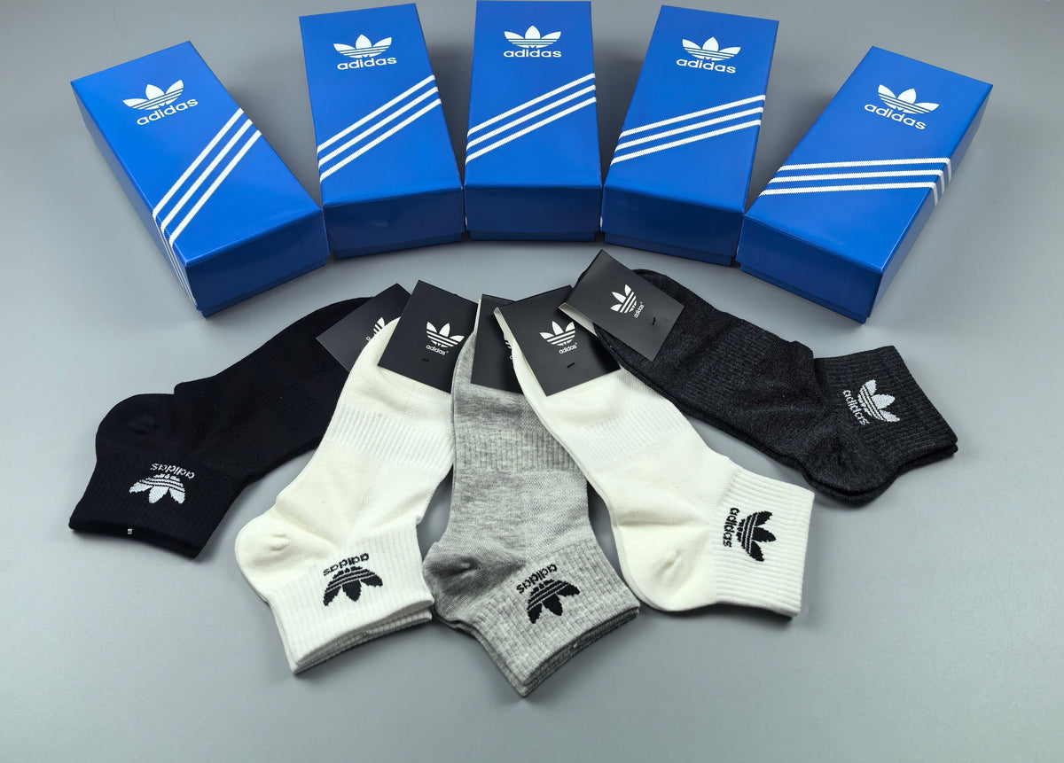 Adidas Plain Trefoil Ankle Socks - Boxed Set of 5 Pairs - image 7