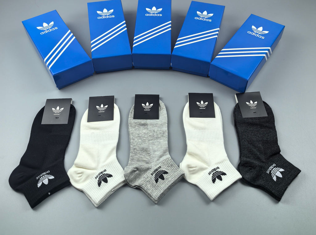 Adidas Plain Trefoil Ankle Socks - Boxed Set of 5 Pairs - image 9
