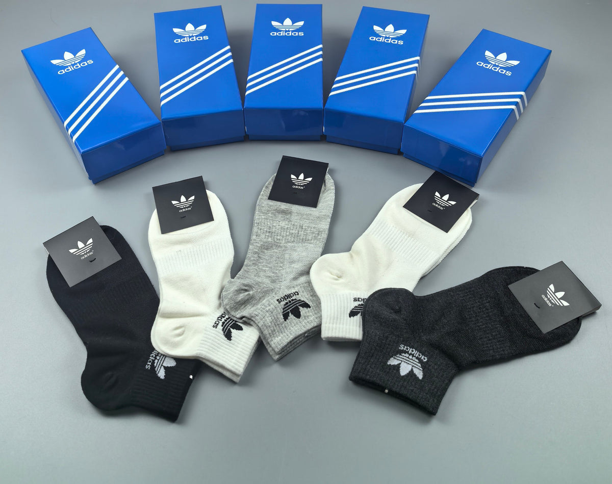 Adidas Plain Trefoil Ankle Socks - Boxed Set of 5 Pairs - image 8