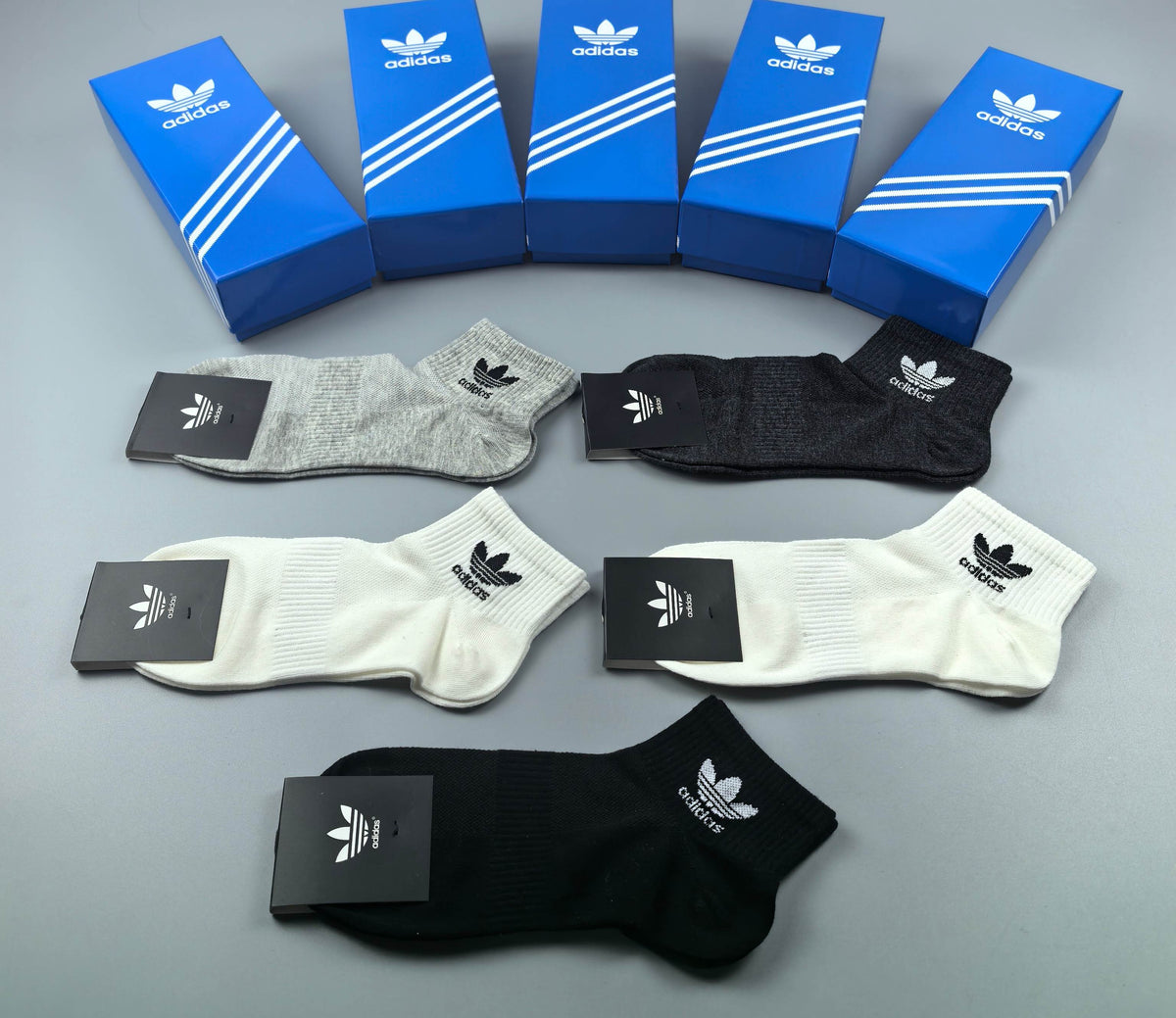 Adidas Plain Trefoil Ankle Socks - Boxed Set of 5 Pairs - image 6