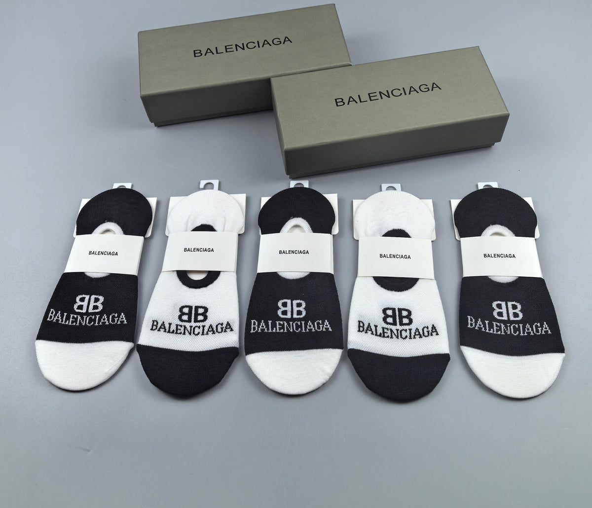 Balenciaga mixed bb lettering ankle socks - view 6