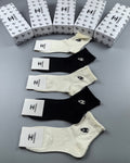 Chanel lace trim small emblem ankle socks - view 1