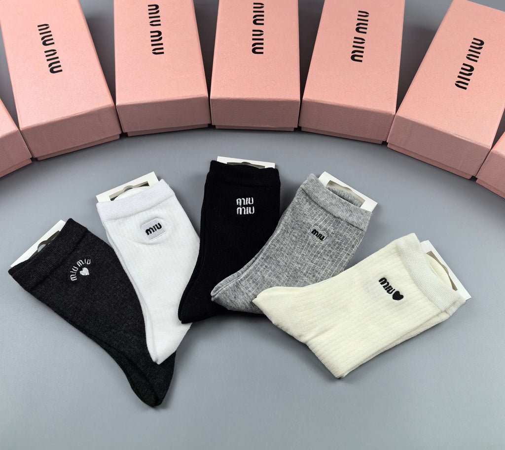Miu Miu neutral mini graphic crew socks, image 2