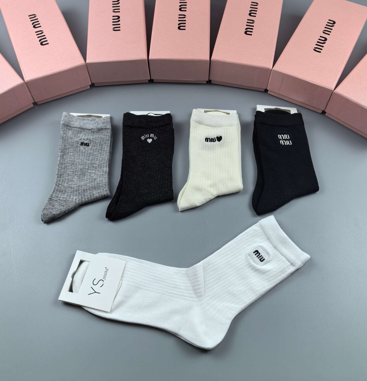 Miu Miu neutral mini graphic crew socks, image 5