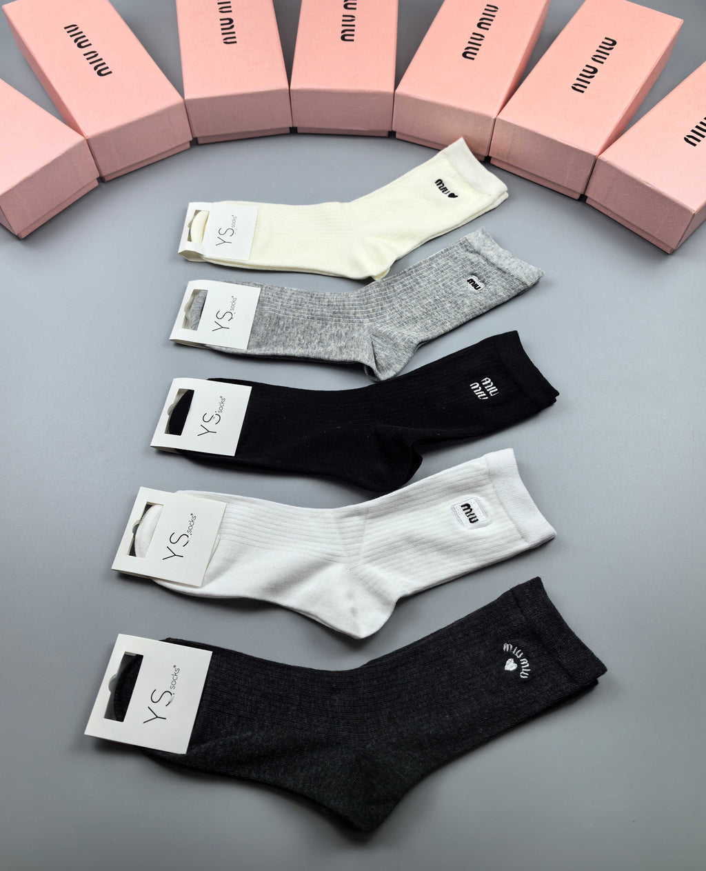 Miu Miu neutral mini graphic crew socks, image 1
