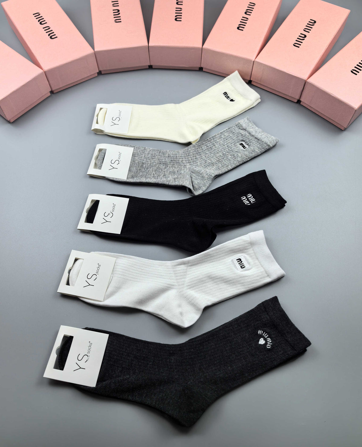 Miu Miu neutral mini graphic crew socks, image 1