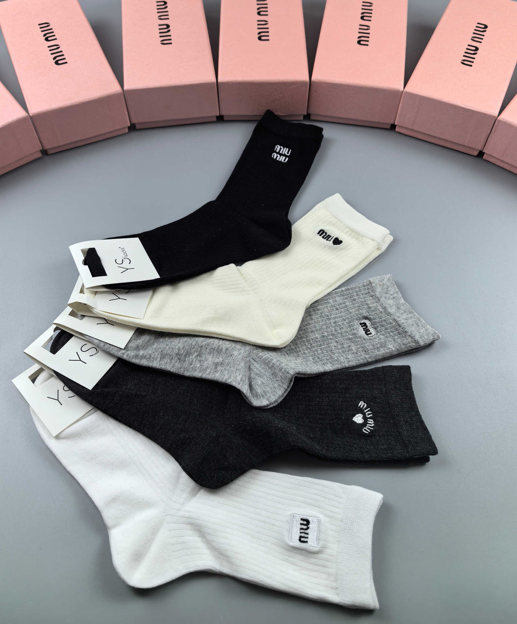 Miu Miu neutral mini graphic crew socks, image 3