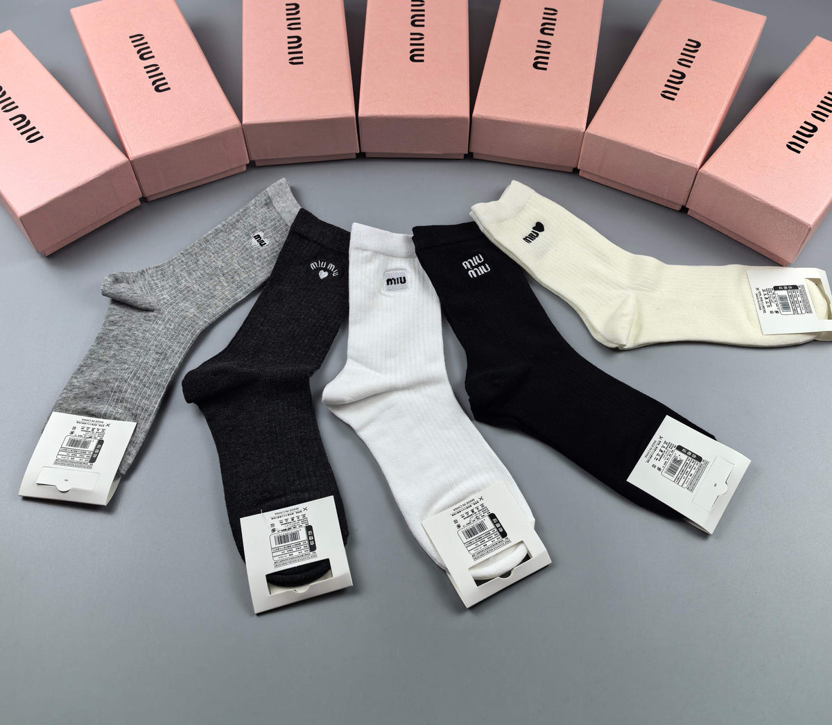 Miu Miu neutral mini graphic crew socks, image 7