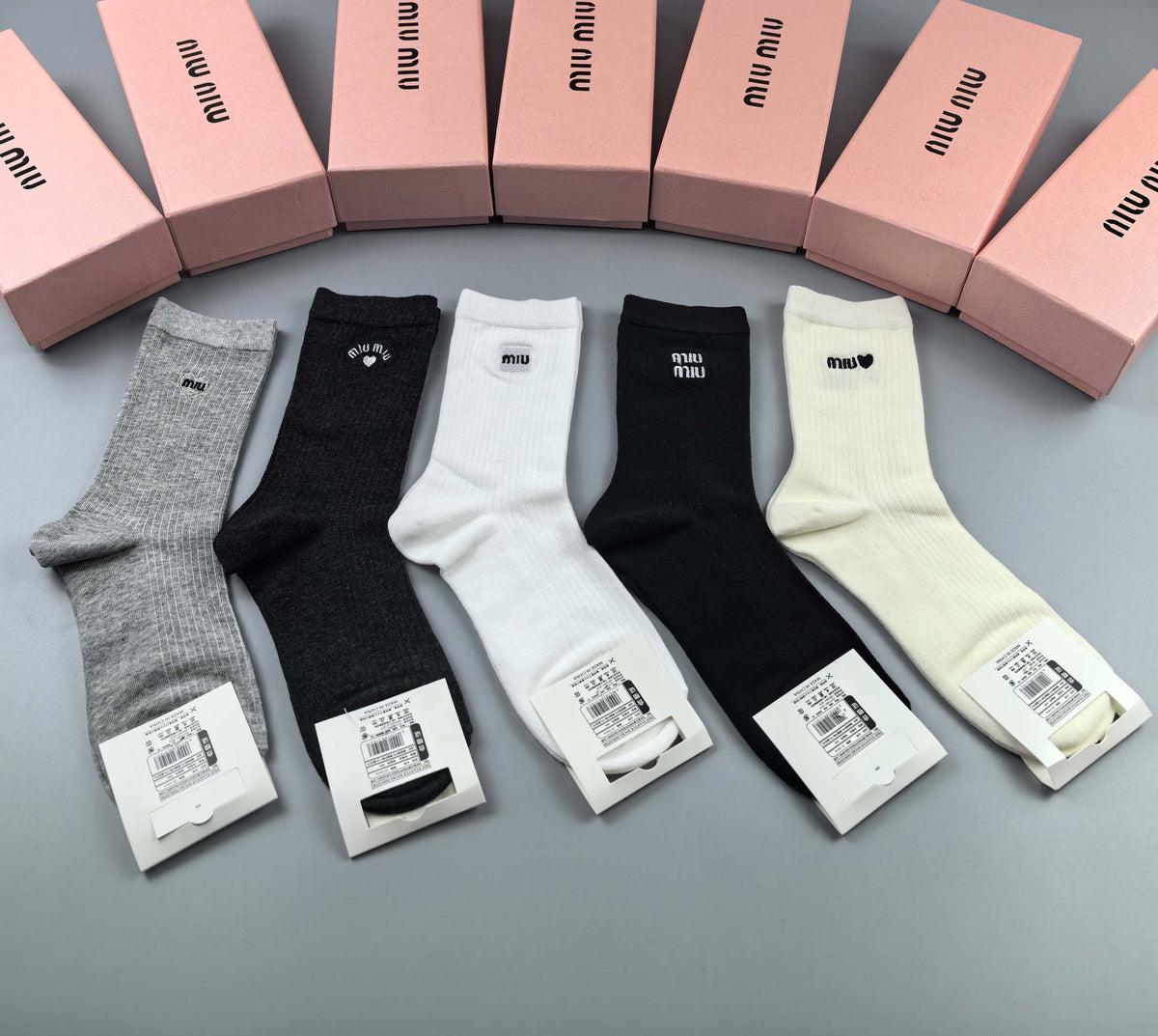 Miu Miu neutral mini graphic crew socks, image 8