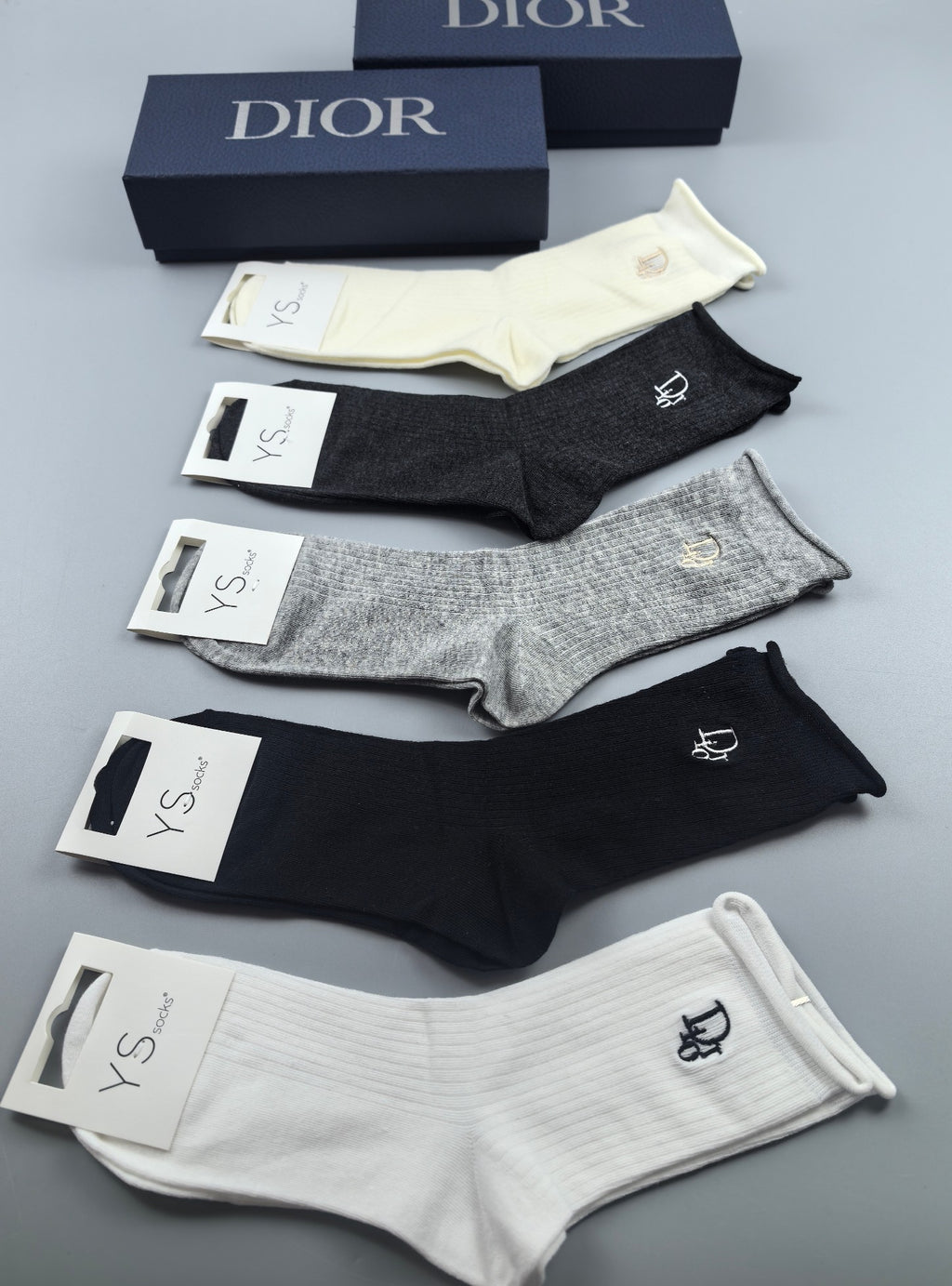 Dior ribbed monogram accent crew socks - view 1