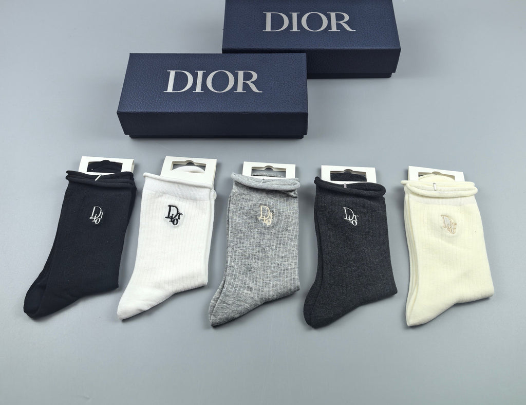 Dior ribbed monogram accent crew socks - view 5