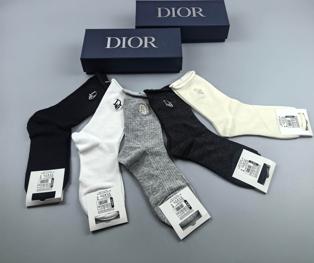 Dior ribbed monogram accent crew socks - view 4
