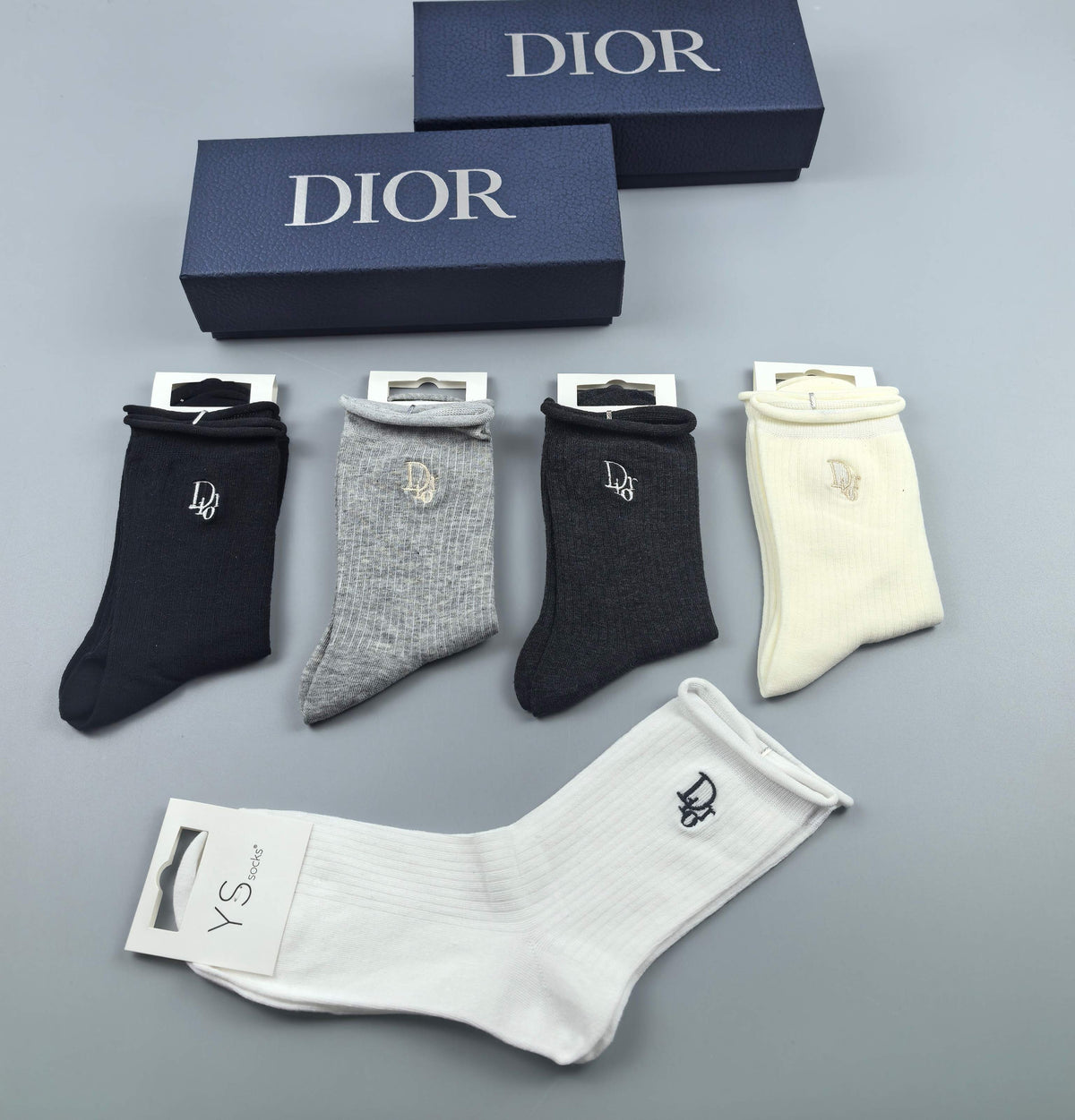 Dior ribbed monogram accent crew socks - view 3