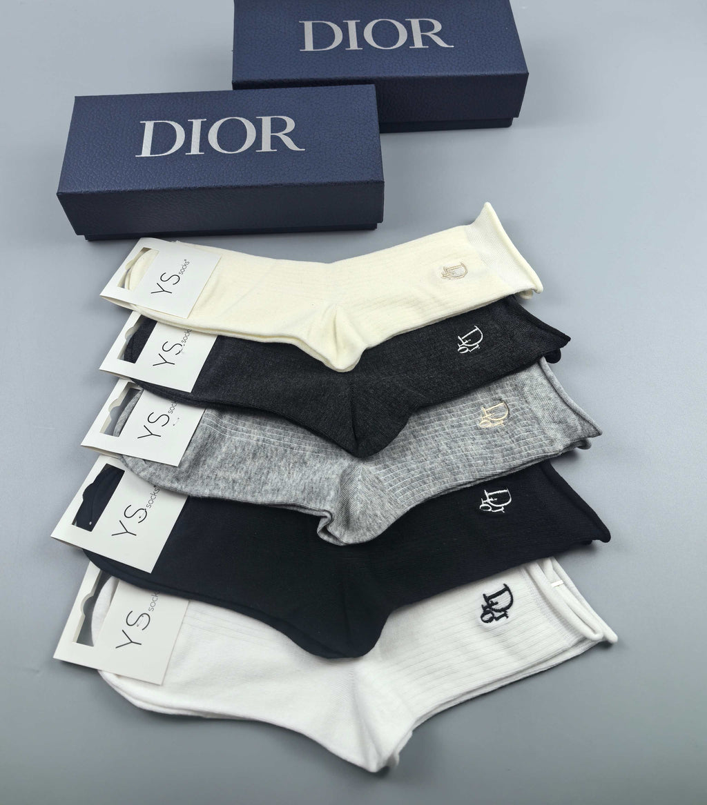 Dior ribbed monogram accent crew socks - view 2