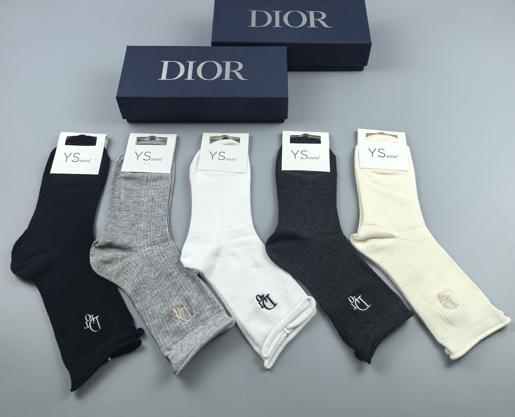 Dior ribbed monogram accent crew socks - view 8