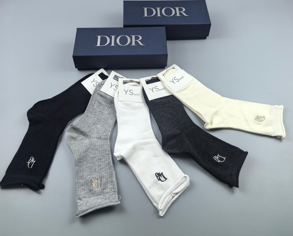 Dior ribbed monogram accent crew socks - view 9