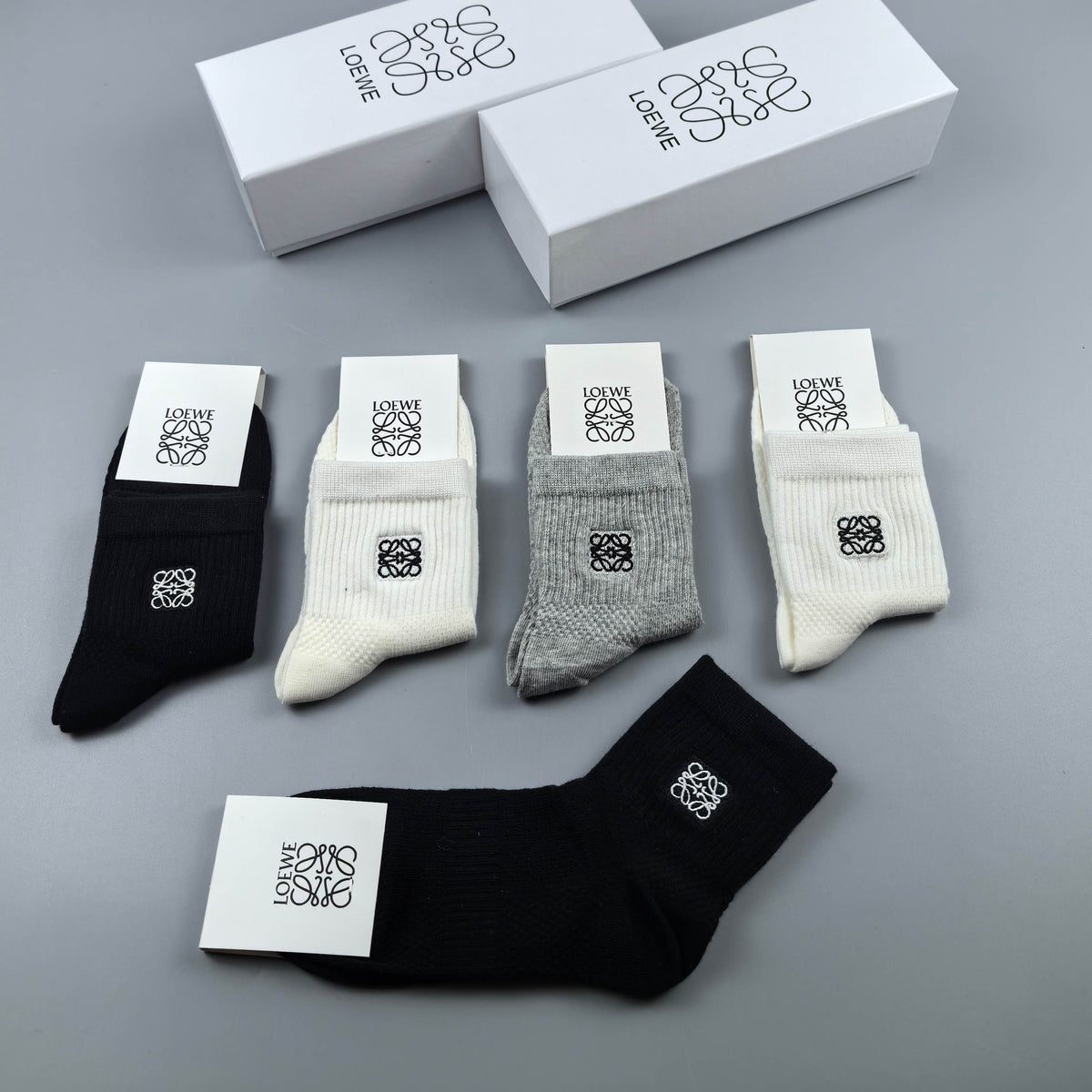 Loewe small anagram ribbed crew socks - view 5
