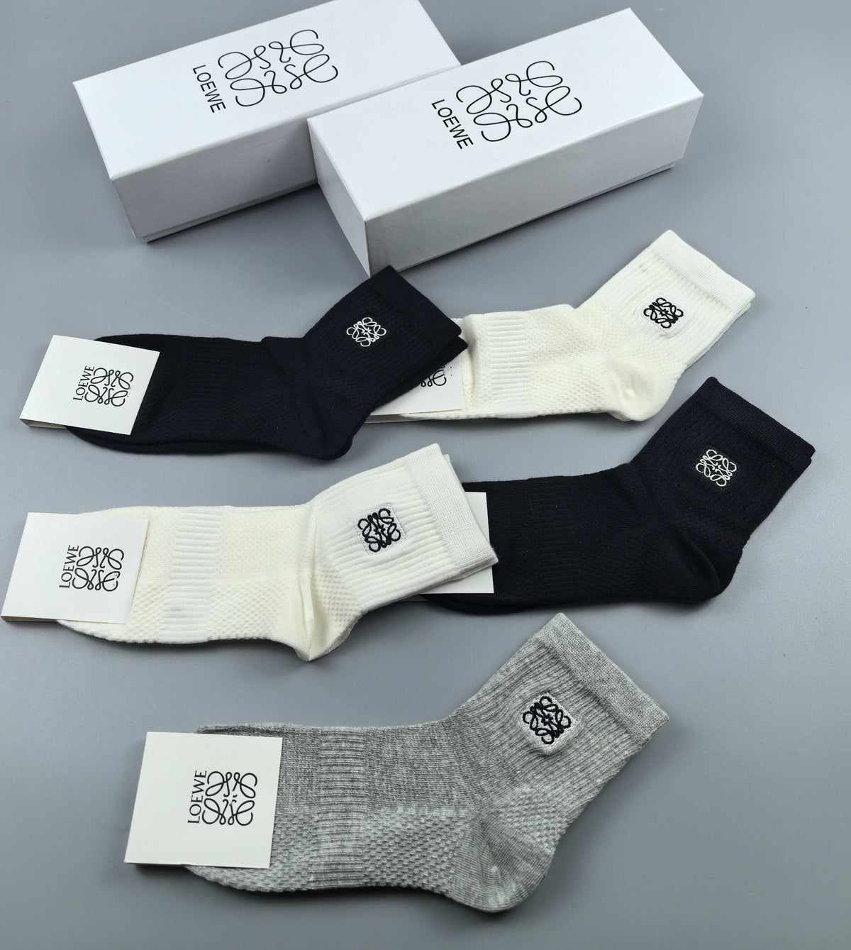 Loewe small anagram ribbed crew socks - view 4