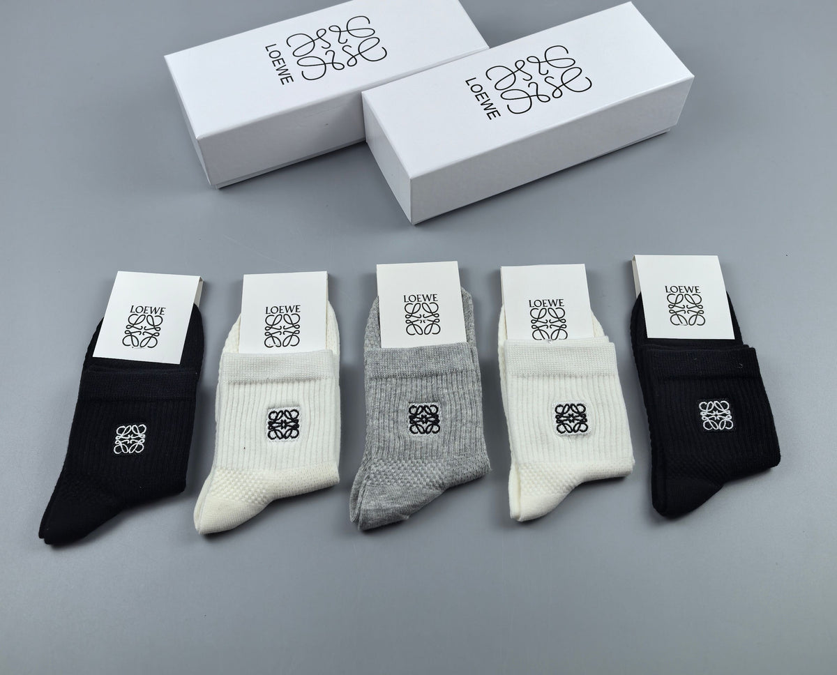 Loewe small anagram ribbed crew socks - view 6