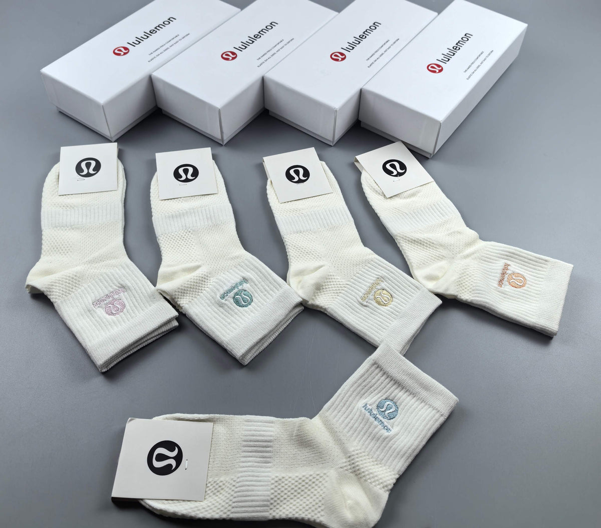 Lululemon white large cuff emblem crew socks - view 2