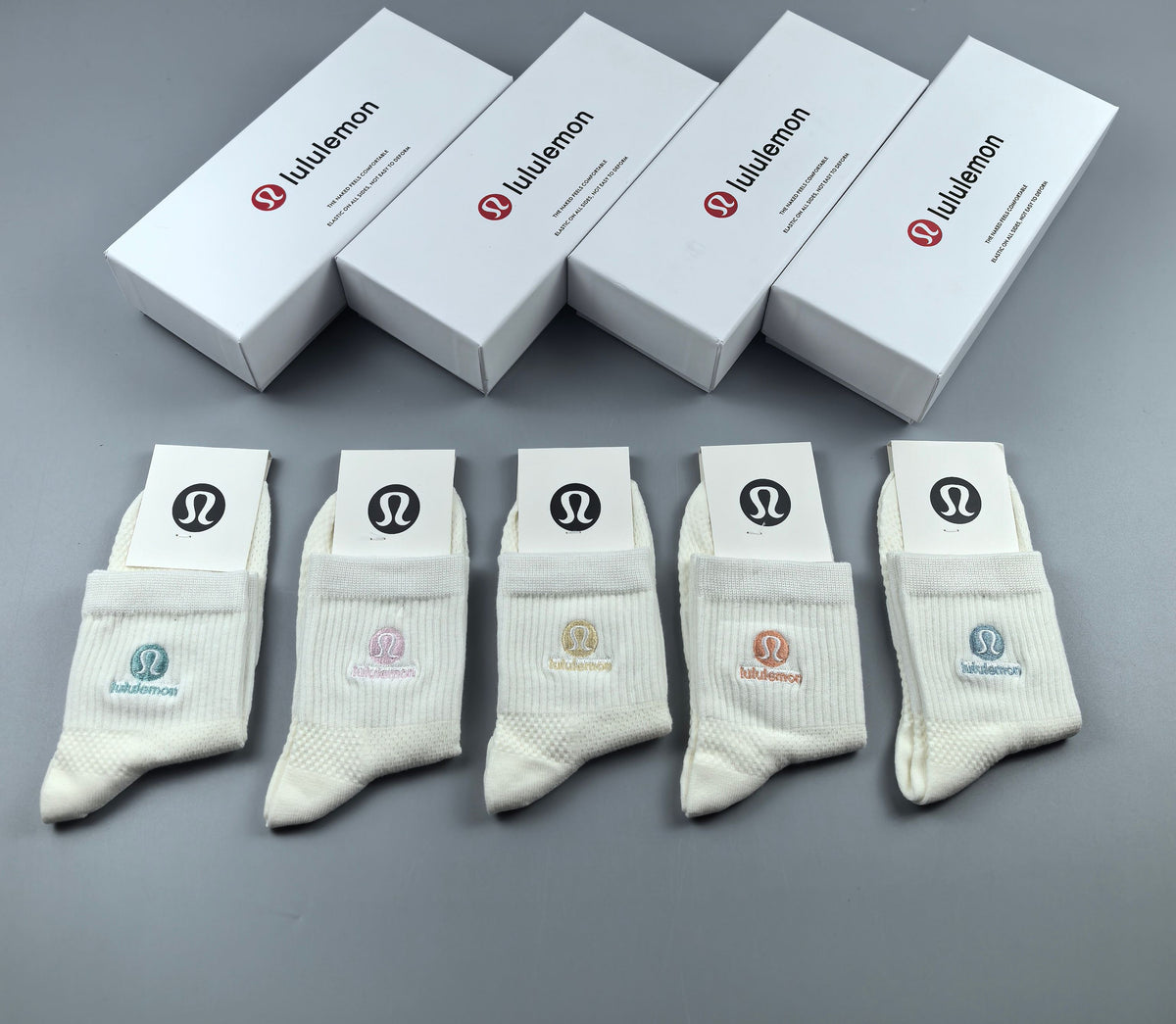 Lululemon white large cuff emblem crew socks - view 8