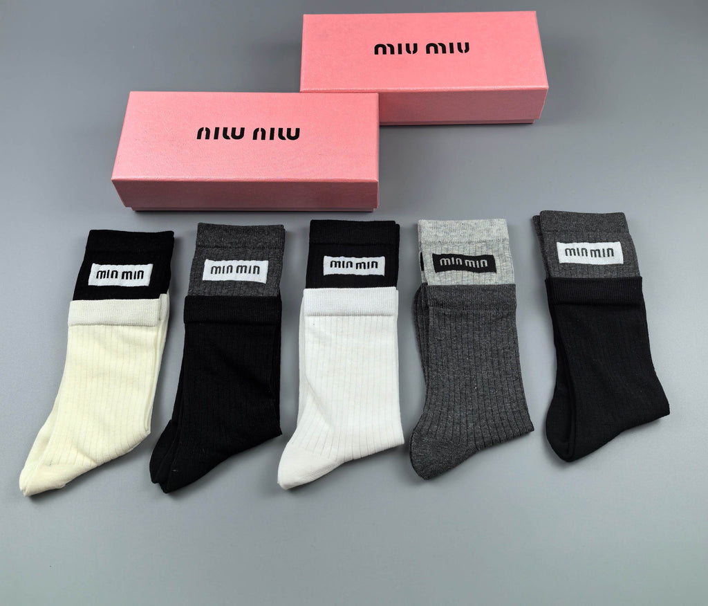 Miu Miu neutral rectangular label socks, image 1