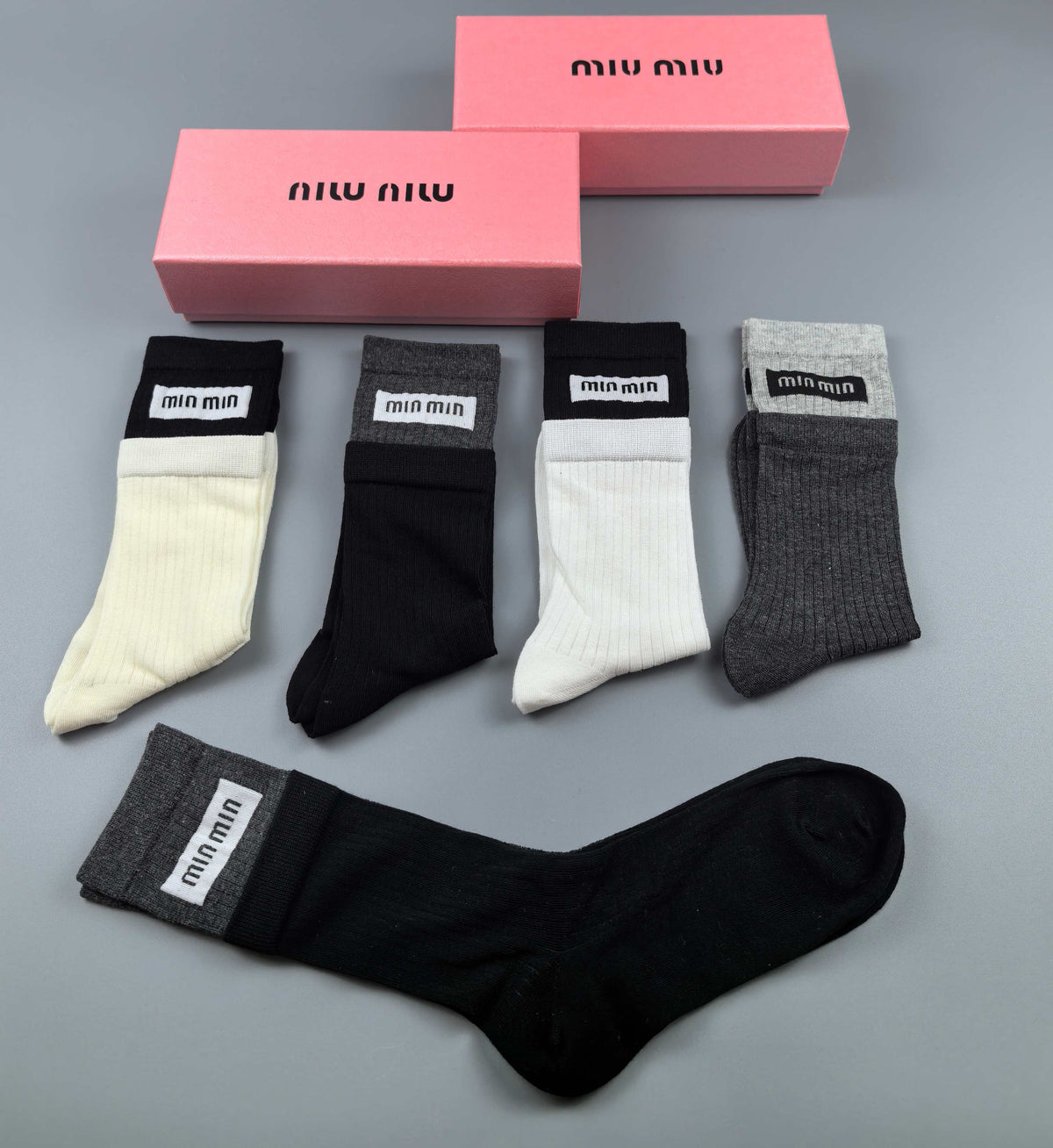 Miu Miu neutral rectangular label socks, image 2