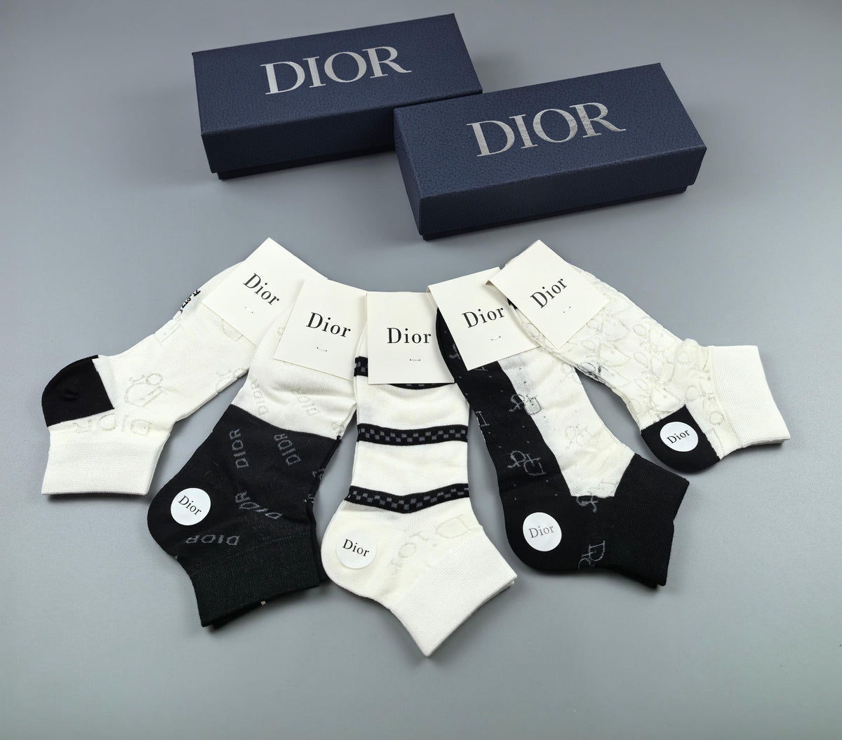 Dior monochrome cuff patterns ankle socks - view 5