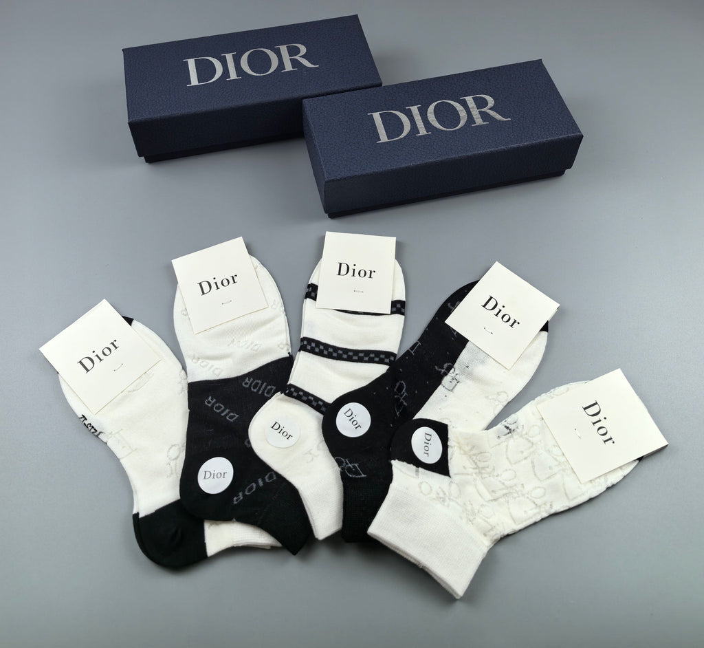 Dior monochrome cuff patterns ankle socks - view 4