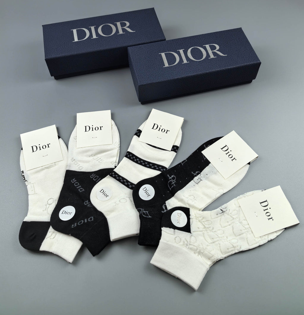 Dior monochrome cuff patterns ankle socks - view 2