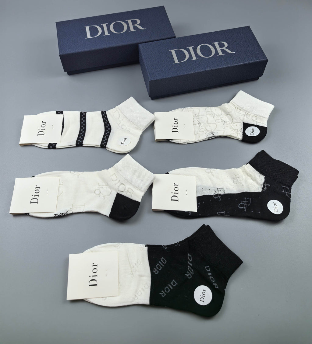 Dior monochrome cuff patterns ankle socks - view 3