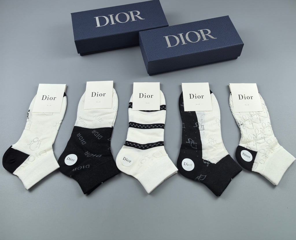Dior monochrome cuff patterns ankle socks - view 6