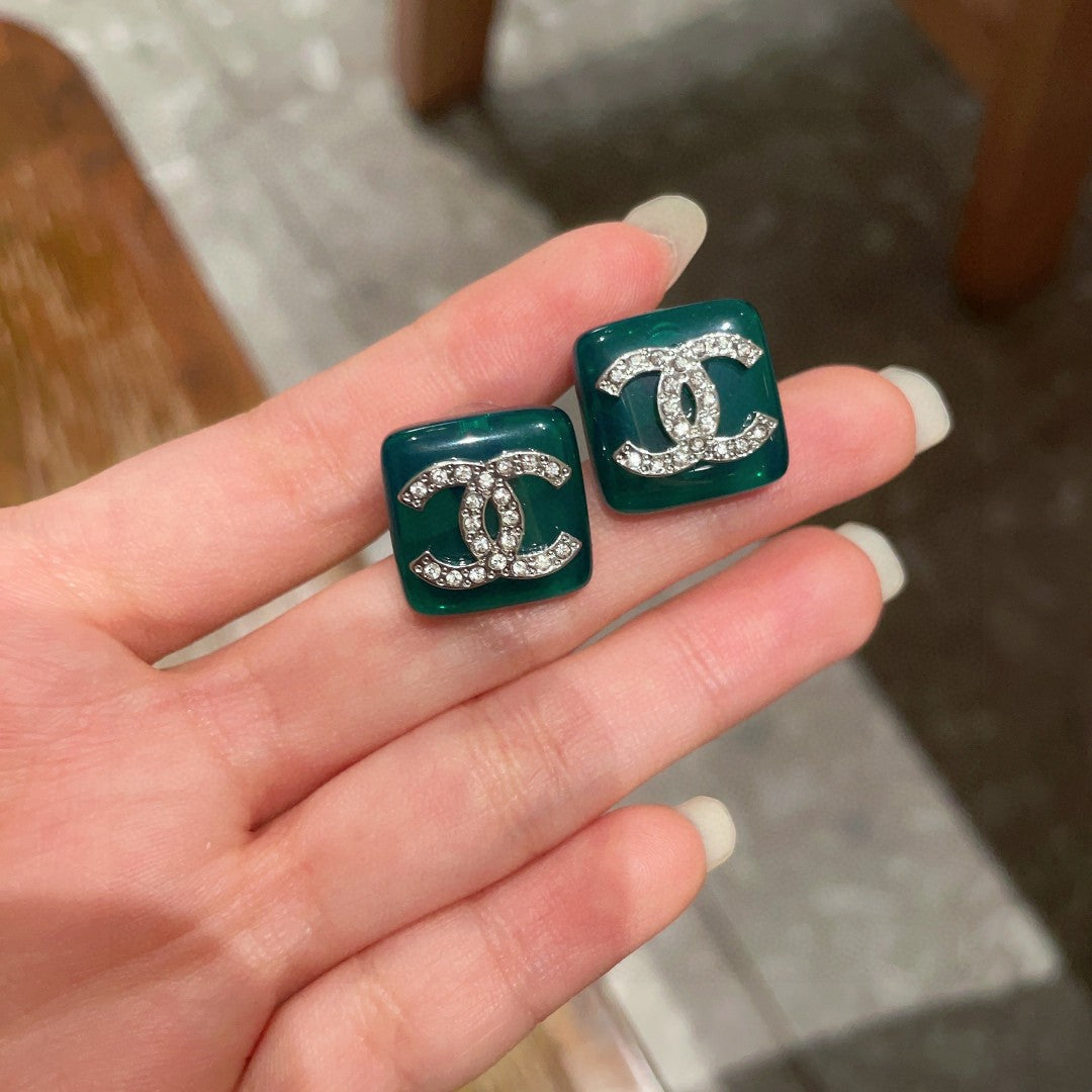 Chanel Interlocking C Crystal Accent Stud Earrings - album image 4