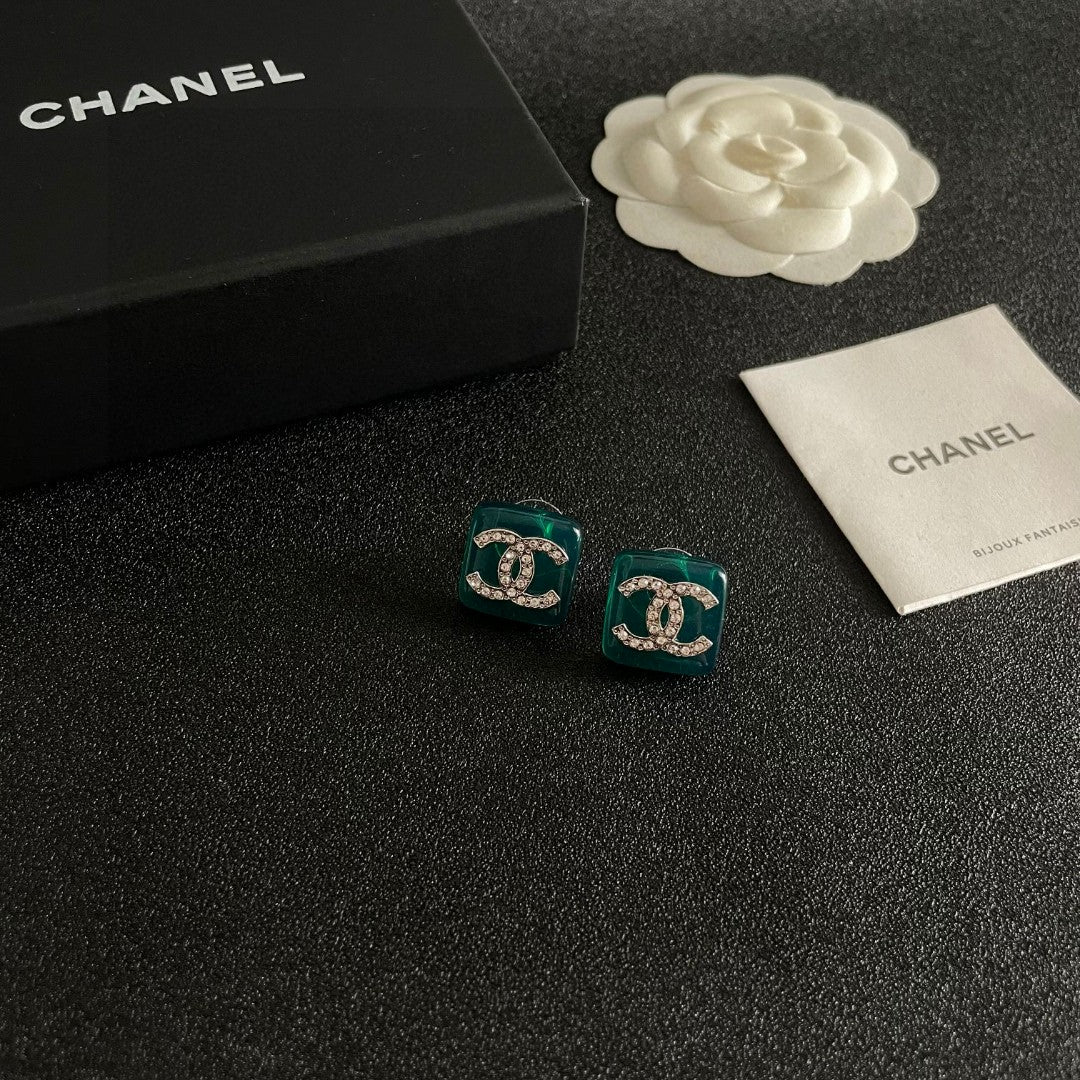 Chanel Interlocking C Crystal Accent Stud Earrings - album image 6