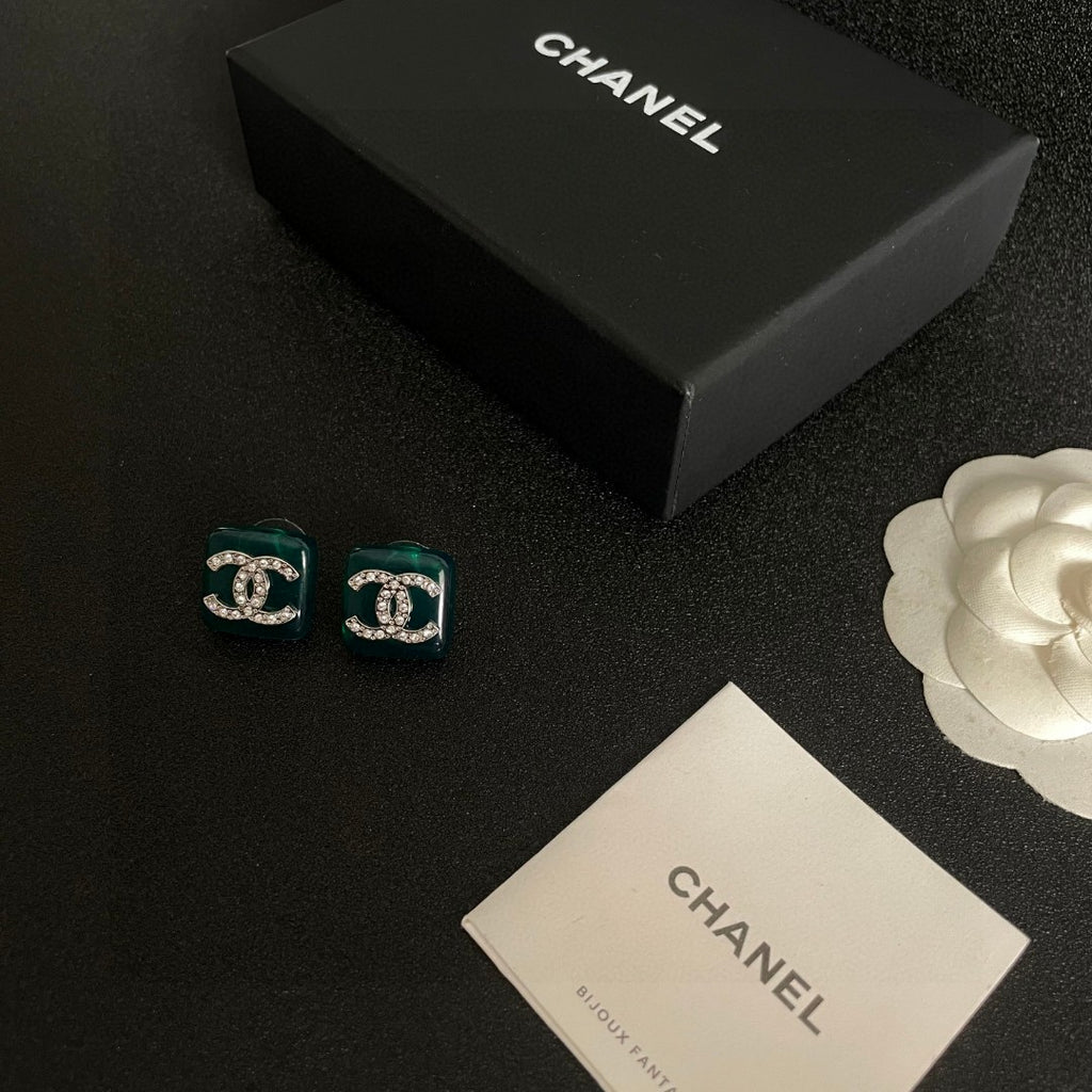 Chanel Interlocking C Crystal Accent Stud Earrings - album image 5