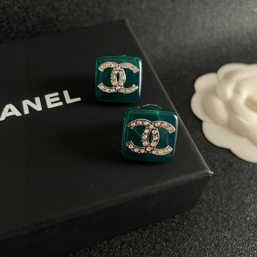 Chanel Interlocking C Crystal Accent Stud Earrings - album image 9