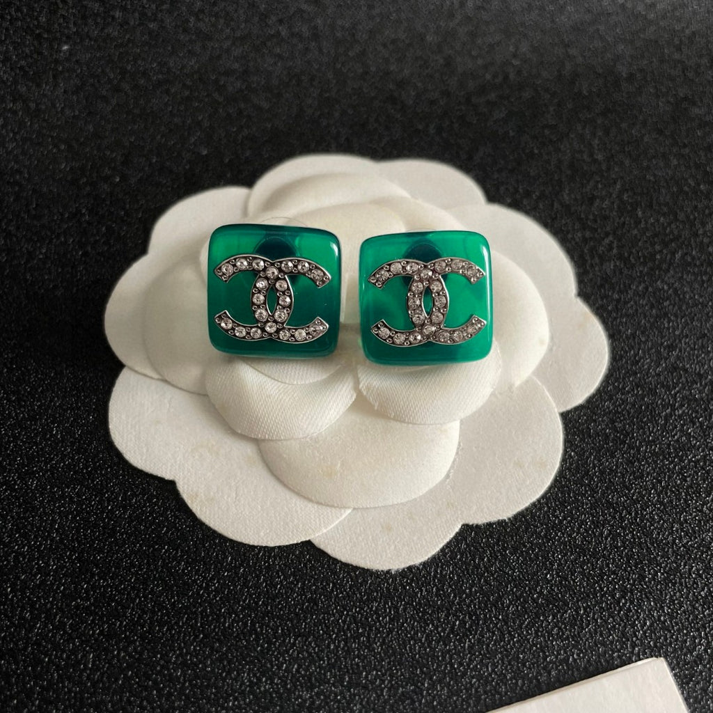 Chanel Interlocking C Crystal Accent Stud Earrings - album image 8