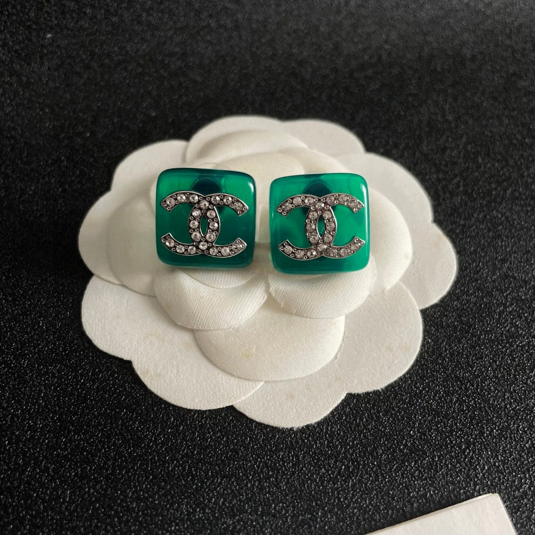 Chanel Interlocking C Crystal Accent Stud Earrings - album image 8