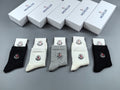 Moncler neutral ribbed small crest crew socks - view 1