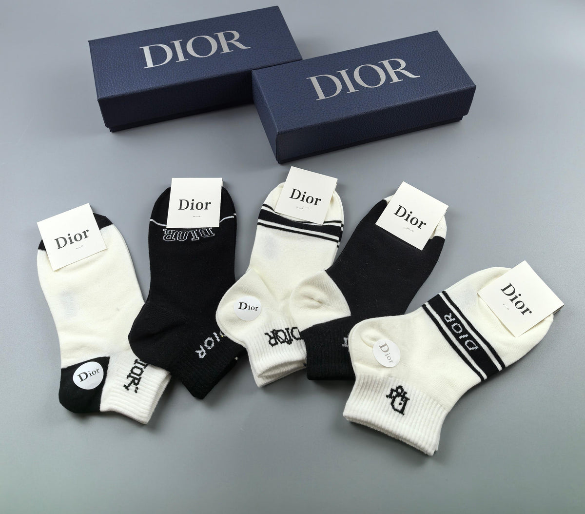Dior mixed monogram cuffs ankle socks - view 5