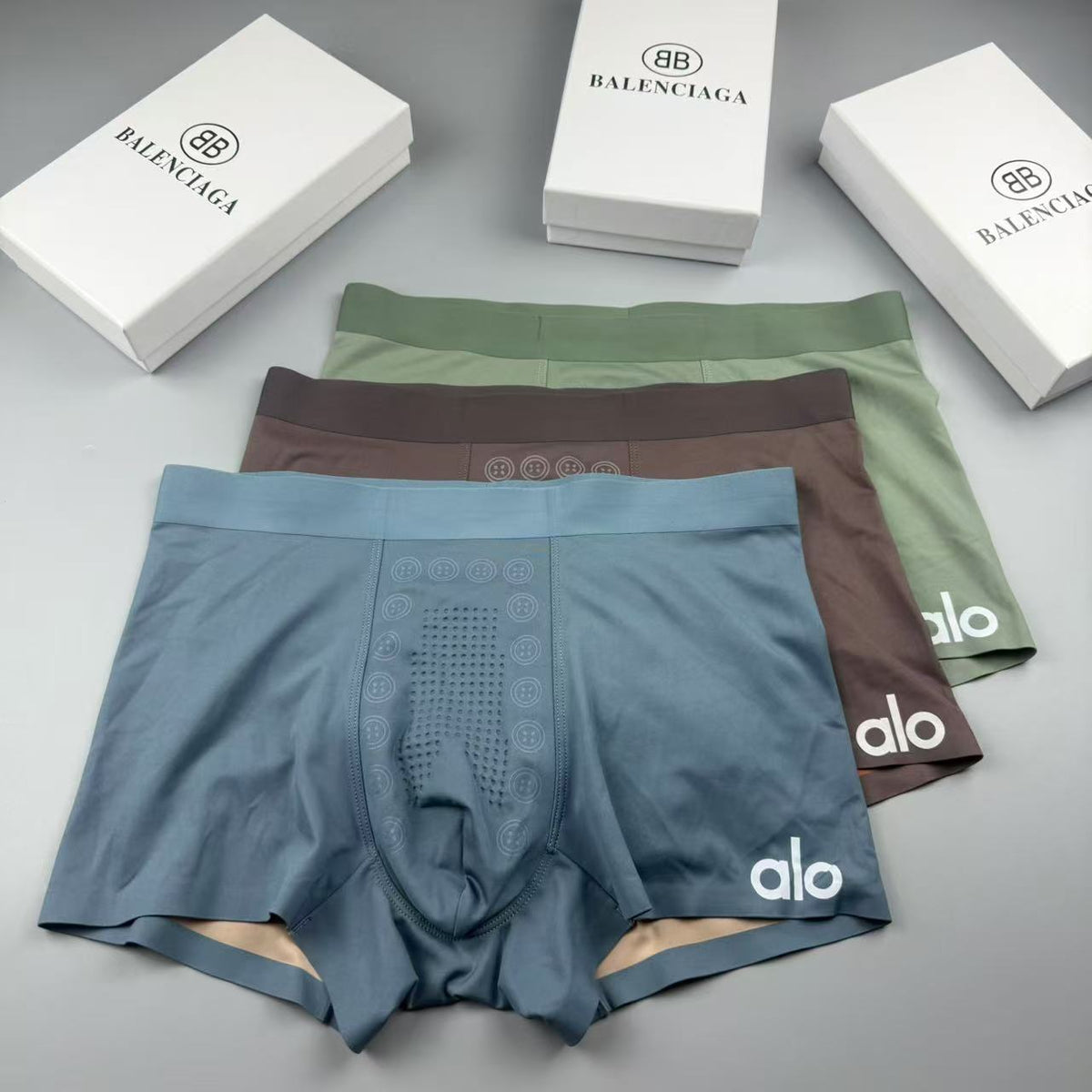 ALO Men's Brown Logo Boxer Briefs with Dark Band - 3-Pack - image 5